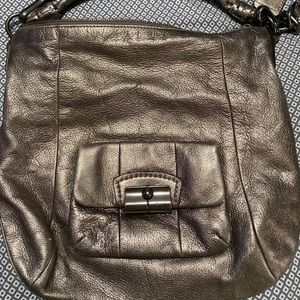 Coach gold leather hobo with wallet